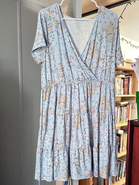 No Boundaries Girls XL Floral Dress in Blue & Pink